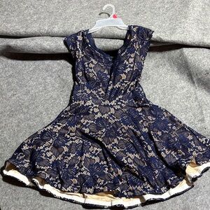 Navy Lace Fit-and-Flare Dress